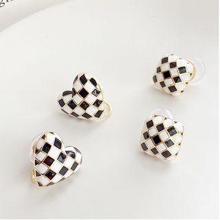 Heart / Square Checker Alloy Earring