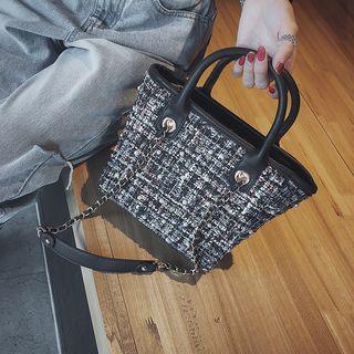 Tweed Tote Bag With Shoulder Strap
