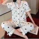 Elbow-sleeve Dotted Sleep Shirt / Lounge Pants / Shorts / Set