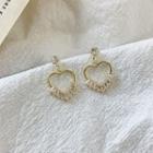Rhinestone Heart Dangle Earring 1 Pair - My30984 - One Size