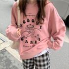Lettering Sweatshirt Sweatshirt - With Lining - Pink - One Size