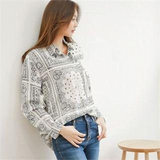 Long-sleeve Paisley Print Shirt