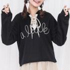 Lettering Lace-up Hoodie