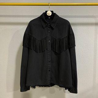 Fringed Long-sleeve Denim Shirt
