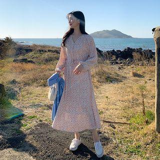 Plus Size Notch-neck Maxi Floral Dress