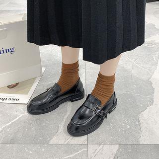 Lettering Block-heel Loafers
