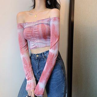 Cold Shoulder Long-sleeve T-shirt As Shown In Figure - One Size