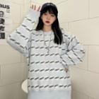 Drop Shoulder Print Sweater Light Blue - One Size