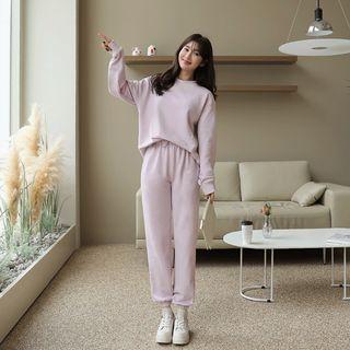 Sports Set: Drop-shoulder Sweatshirt + Jogger Pants In 9 Colors