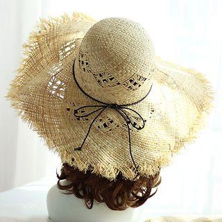Straw Fringed Trim Bucket Hat As Shown In Figure - One Size