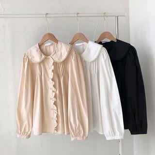 Long-sleeve Peter-pan Collar Single-breasted Blouse