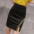 Contrast Trim Fitted Mini Skirt