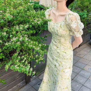 Short-sleeve Floral Midi Sheath Dress (various Designs)