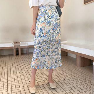 Slit-back H-line Floral Skirt