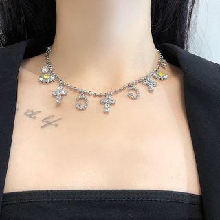 Cross Fringed Alloy Choker Yellow & Silver - One Size