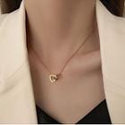 Interlocking Heart Pendant Stainless Steel Necklace Gold - One Size