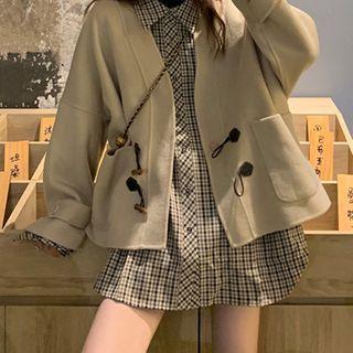 Woolen Toggle Jacket / Long-sleeve Plaid Shirt
