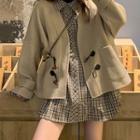 Woolen Toggle Jacket / Long-sleeve Plaid Shirt