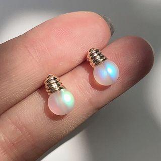 Mini Light Bulb Earrings 1 Pair - Silver Stud - As Shown In Figure - One Size