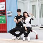Set: Couple Matching Hooded Long-sleeve Top + Sweatpants