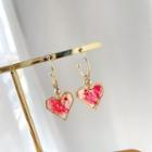 Resin Heart Dangle Earring 1 Pair - 925 Silver Needle - One Size