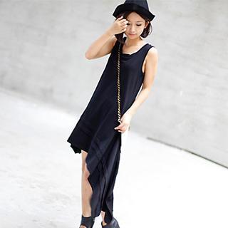 Asymmetric-hem Sleeveless Dress