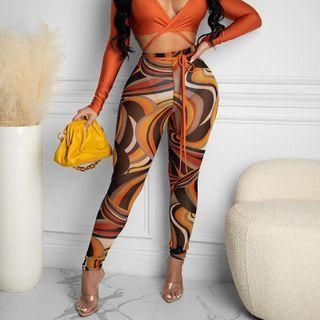 Wave Print Mesh Leggings