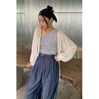 Bishop-sleeve Tie-front Cardigan