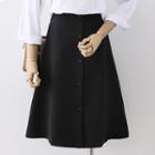 Button-up Midi A-line Skirt Black - One Size