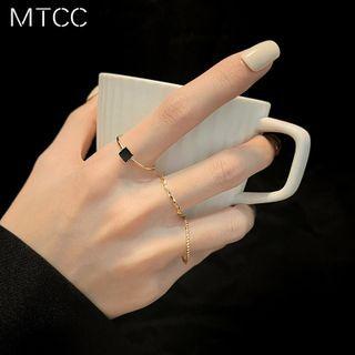 Set Of 3: Rhinestone / Alloy Ring (various Designs) Set Of 3 Pcs - Gold - One Size
