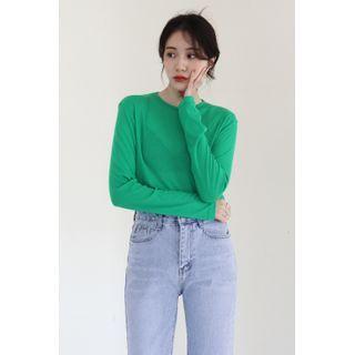 Sheer Textured T-shirt Green - One Size