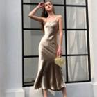 Spaghetti-strap Sheath Midi Dress