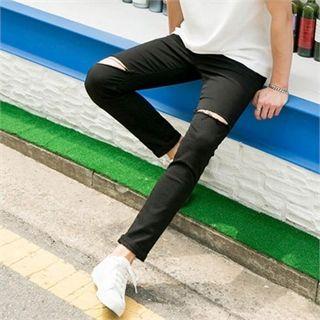Slit-trim Slim-fit Pants