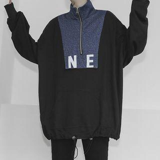 Lettering Printed Color-block Jacket