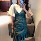 Puff-sleeve Blouse / Sleeveless Ruffled Dress
