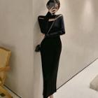 Off-shoulder Cutout Maxi Dress Black - One Size