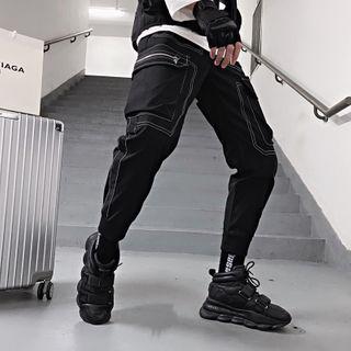 Contrast Stitching Harem Cargo Pants