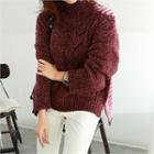Mock-neck Cable-knit Loose-fit Sweater