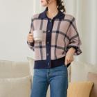 Collared Checked Cardigan