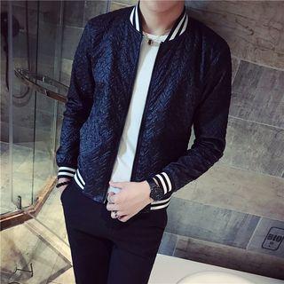 Contrast Trim Zip Bomber Jacket