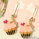 Mini Pink Cupcake Crystal Gold Earrings