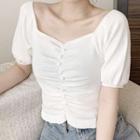 Puff-sleeve Sweetheart Neckline Crop Top