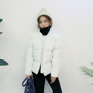 Rib-trim Zip-up Puffer Jacket