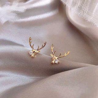 Deer Rhinestone Earring 1 Pair - Gold - One Size