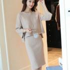 Set: 3/4-sleeve Knit Top + Pencil Skirt