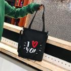 Lettered Canvas Tote With Shoulder Strap