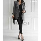Double-breasted Jacket With Belt Charcoal Gray - One Size