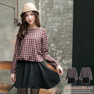 Check Panel Stretch-waist Top