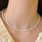 Bead Choker White Pearl Necklace - One Size