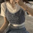 Short-sleeve Cropped T-shirt / Cropped Camisole Top